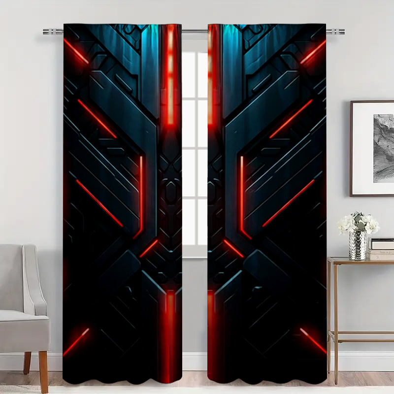 2pcs Tech Geometric Curtains w - Tech Office Youtube review and price