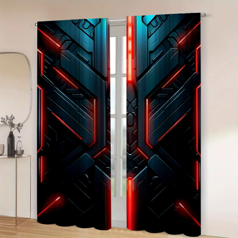 2pcs Tech Geometric Curtains w - Tech Office Youtube review and price