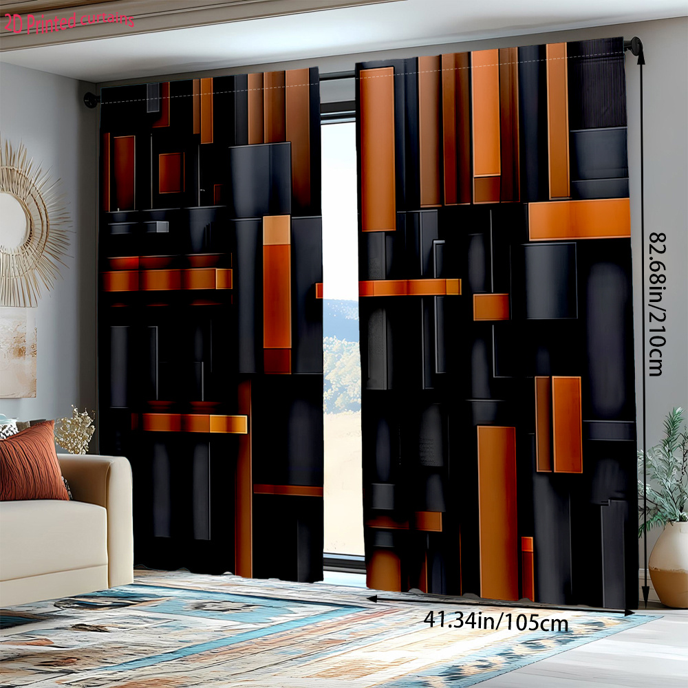 2pcs Abstract Geometric Curtai - Tech Office Youtube review and price