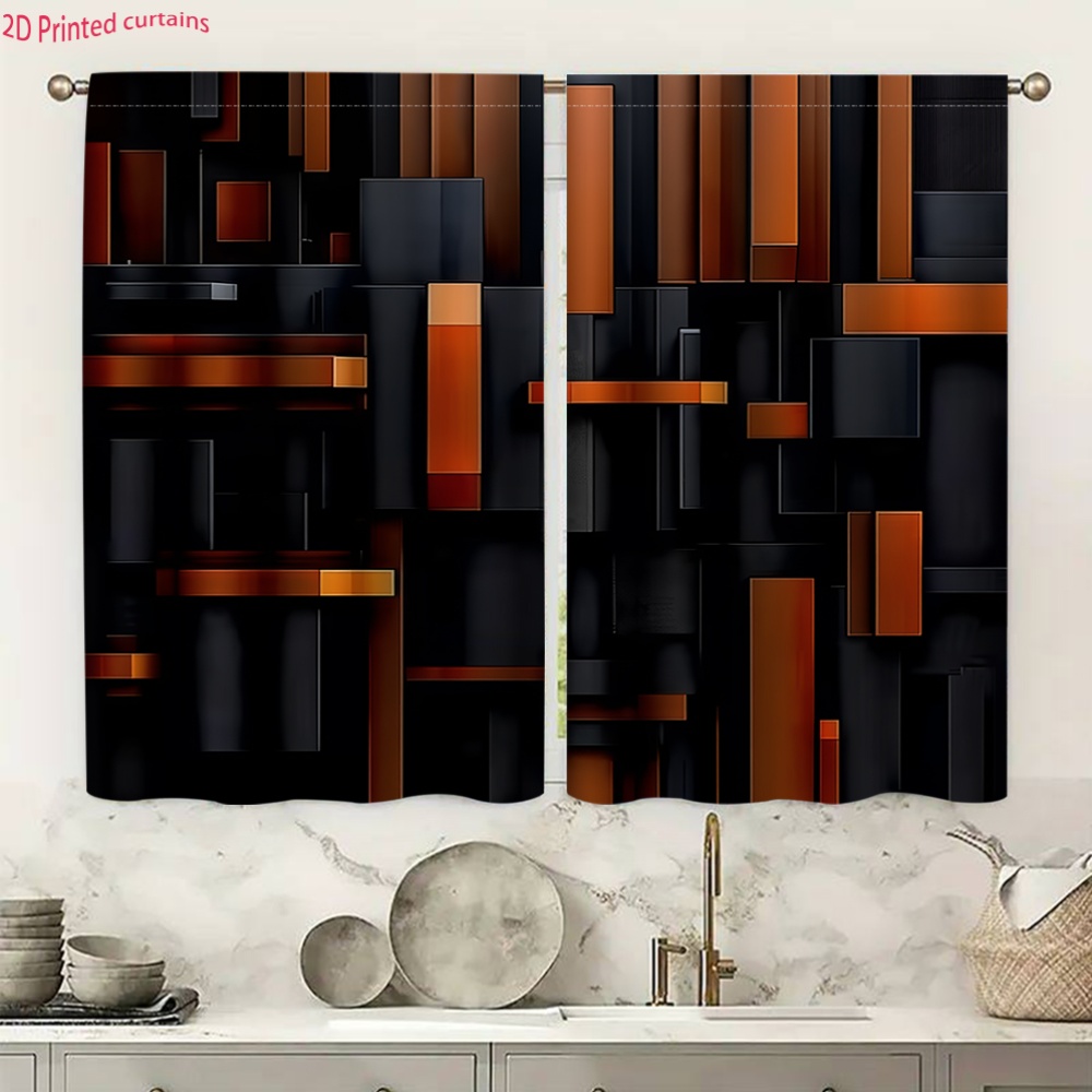 2pcs Abstract Geometric Curtai - Tech Office Youtube review and price